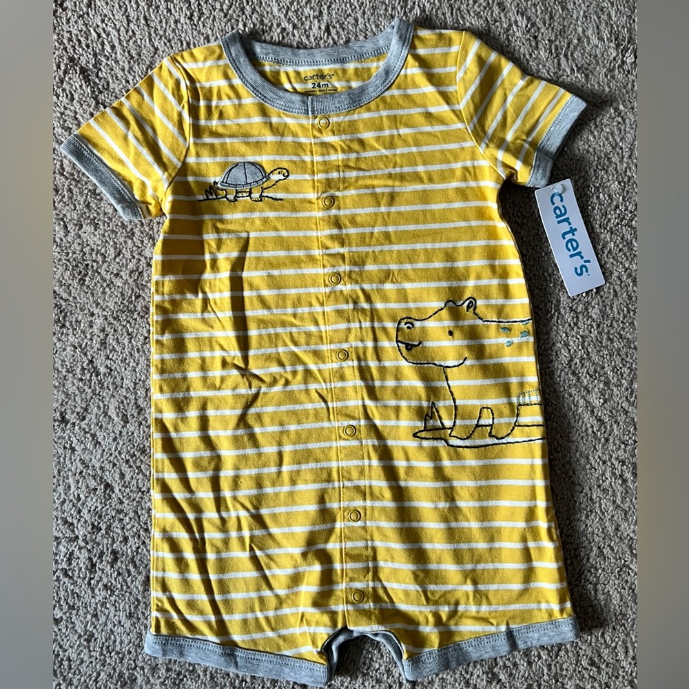 Carter's Yellow Striped Romper